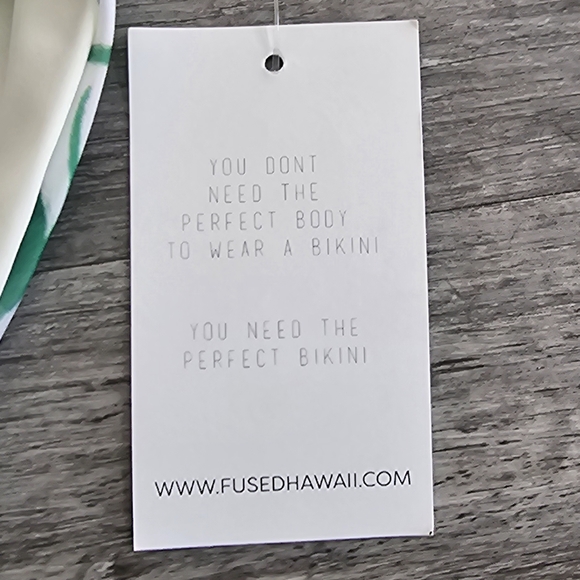 Fused Hawaii green and white Palm Print Bikini Bottom women's size Small - Picture 4 of 5